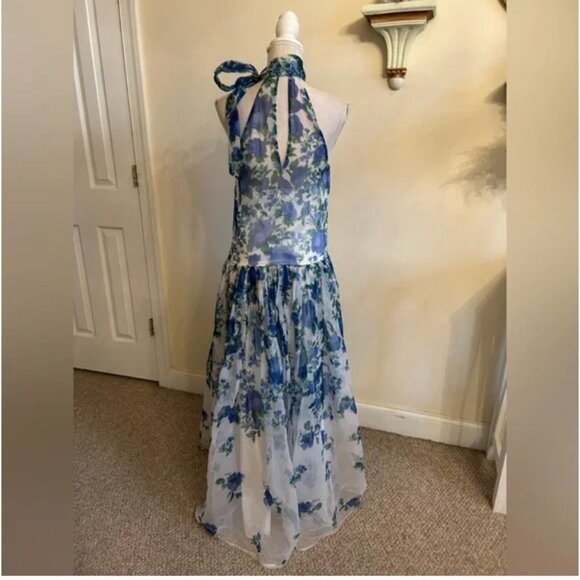 Anthropologie BHLDN Kendall High-Neck Scarf Floral Organza Maxi Dress size S - Picture 6 of 15